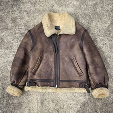 B-3 Giacca Bomber da Volo Pelle di Pecora Marrone Uomo Taglia M Vintage Rara