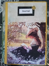 Giornale spazzatura, diario fatto a mano "Donna che legge", scrapbooking, vintage, pezzo unico