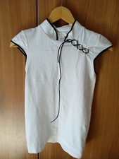 Maglia t shirt bianca nera Philippe Matignon scollo orientale smanicata L 
