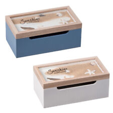 Scatola porta bustine the infusi in legno tema marino cofanetto 26x14x11 cm