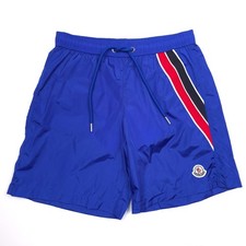 Boxer da bagno Moncler blu elettrico nylon con borsa uomo taglia large $490