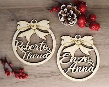 palline di natale in legno personalizzate con nome tag decorazioni albero 