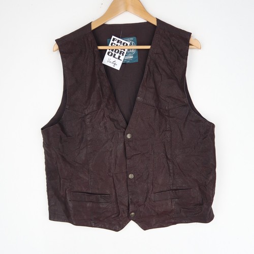 Gilet vintage pelle - vintage, marrone