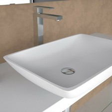 LAVABO APPOGGIO IN CORIAN FINITURA BIANCO SATINATO largh.  52 cm p. 34 cm