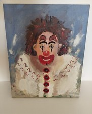Dipinto Pagliaccio Su Tela Firmato LEGGI DESCRIZIONE