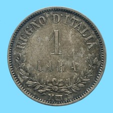 VITTORIO EMANUELE II LIRA 1863 MILANO-VALORE- SILVER COIN ARGENTO qSPL