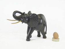 SCULTURA ELEFANTE NERO LEGNO EBANO STATUINA VINTAGE ARTIGIANATO INDIANO CG6