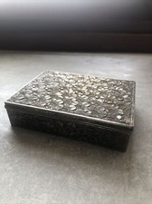 Box Cofanetto Tabacchiera In Lega Metallica Argentato Stile Liberty Vintage