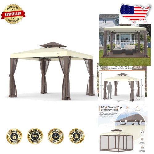 Ampia tenda gazebo 10x10 beige - tenda,
