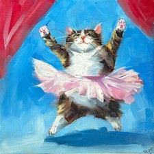 Divertente dipinto olio gatto