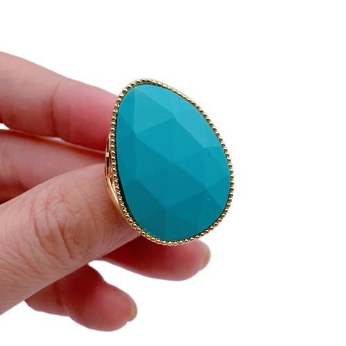 Anello grande pietra turchese