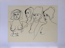 Renato Guttuso- Litografia- "Le donne di Holbein"