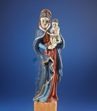 ?  Scultura vintage policroma in legno 49 cm arte sacra Madonna con Bambino