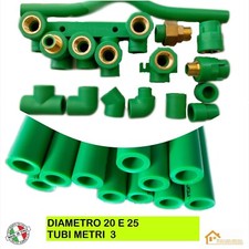 TUBO RACCORDI PPR VERDE A SALDARE Ø 20 e 25 IMPIANTI IDRAULICI  ACQUA POTABILE
