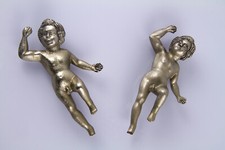 Coppia di putti angelo in metallo vintage scultura antica due angioletti 