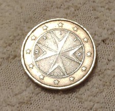 Moneta Rara 1€ Malta 2008,con "F,,