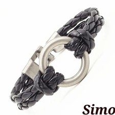 BRACCIALE UOMO DONNA PELLE NERO CUOIO KARMA CERCHIO DIESEL REGALO SCONTI BIKERS
