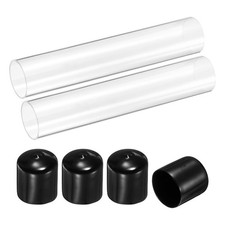 2 Pezzi Tubo Acrilico Rigido Trasparente, 41mm ID x 45mm OD 10" Tubo Plastica Rotondo con Tappo