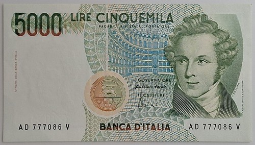 5000 lire vincenzo bellini - lire,