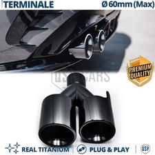 Terminale Scarico DOPPIO Tondo Auto Universale TITANIO NERO Marmitta Max Ø 60mm