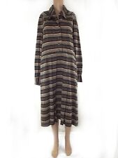 Abito Polpaccio Donna Marrone Sartoriale Vintage Anni 80 Righe Lana Vestito XL