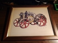 Landini Vélite  TRACTOR , old lithograph  DRAWING  FRAMED