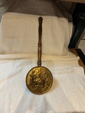 Vintage Scaldaletto da parete in ottone e legno