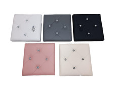 Pouf Contenitore Arredo Poggiapiedi Pieghevole Rigido In Ecopelle Con Swarovski