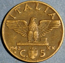 Italy 5 Centesimi 1942 KM# 73a