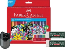 Faber-Castell 111260 - Set di 60 matite colorate, con temperamatite doppio e 2 g
