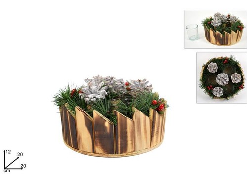 Portacandela legno tondo - in,
