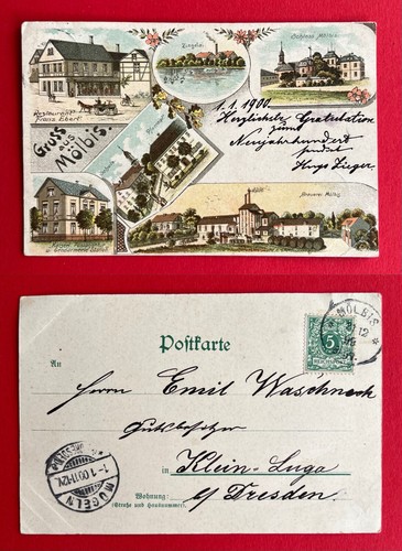 Cartolina litografica mölbis - cartolina,