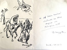 ANACLETO MARGOTTI BIGLIETTO AUGURI LITO AL CRITICO VALERIO MARIANI 1960 AUTOGRAF