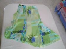 Gonna voile verde estiva leggera fiori donna tg XL grande lunga asimmetrica 