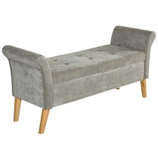 Panca Fondoletto Contenitore Seduta Imbottita in Stile Vintage Grigia