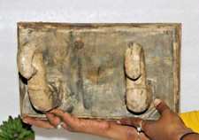 1900's Vintage Bianco Beige Appendiabiti Elefante Forma Artigianale Vecchio