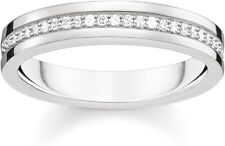 Anello fedina Thomas Sabo in argento e veretta di diamanti bianchissimi Mis. 14