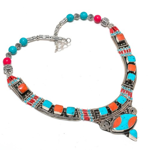 Collana turchese corallo - , rosso