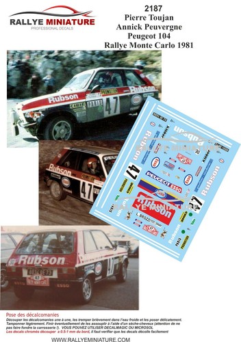 Decals ref 2187 peugeot - 1/43,