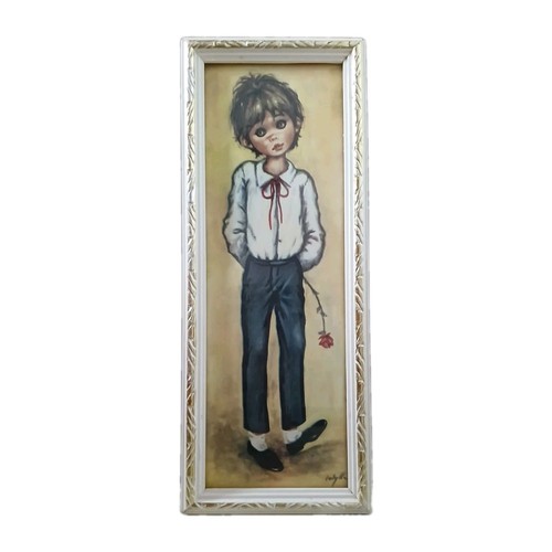 Vtg big eye boy with - boy, rose