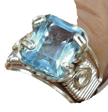 ring anello con topazio Brasiliano da donna in filo d'argento