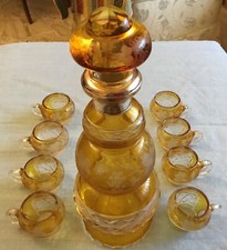 Bellissima Bottiglia In Cristallo Deco Giallo e inciso