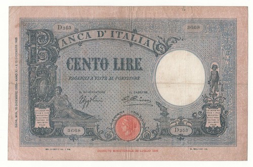 100 lire azzurrino - , (