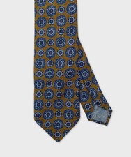 Arcuri cravatta tre pieghe in lana, sfoderata, fantasia fiori marrone I2466.4