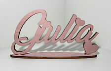 Nome in legno personalizzato con base  segnaposto varie misure scritta con cuori