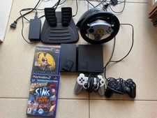 PS2 SLIM COMPLETA + 2 CONTROLLER + 2x8MB + VOLANTE con PEDALI PS1/2/3 + 2 GIOCHI