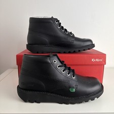 STIVALI IN PELLE KICKERS KICK HI CORE DA UOMO - UK 7 EU 41 - NERI - NUOVI.