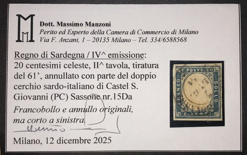 Sardegna cent 1861 - 20, castel