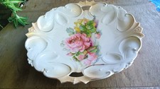 Beautiful Limogges Porcelain Rose and Gold Trimmer Scalloped Edge Plate .