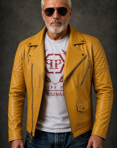 Giacca moto uomo giallo - moto, vera